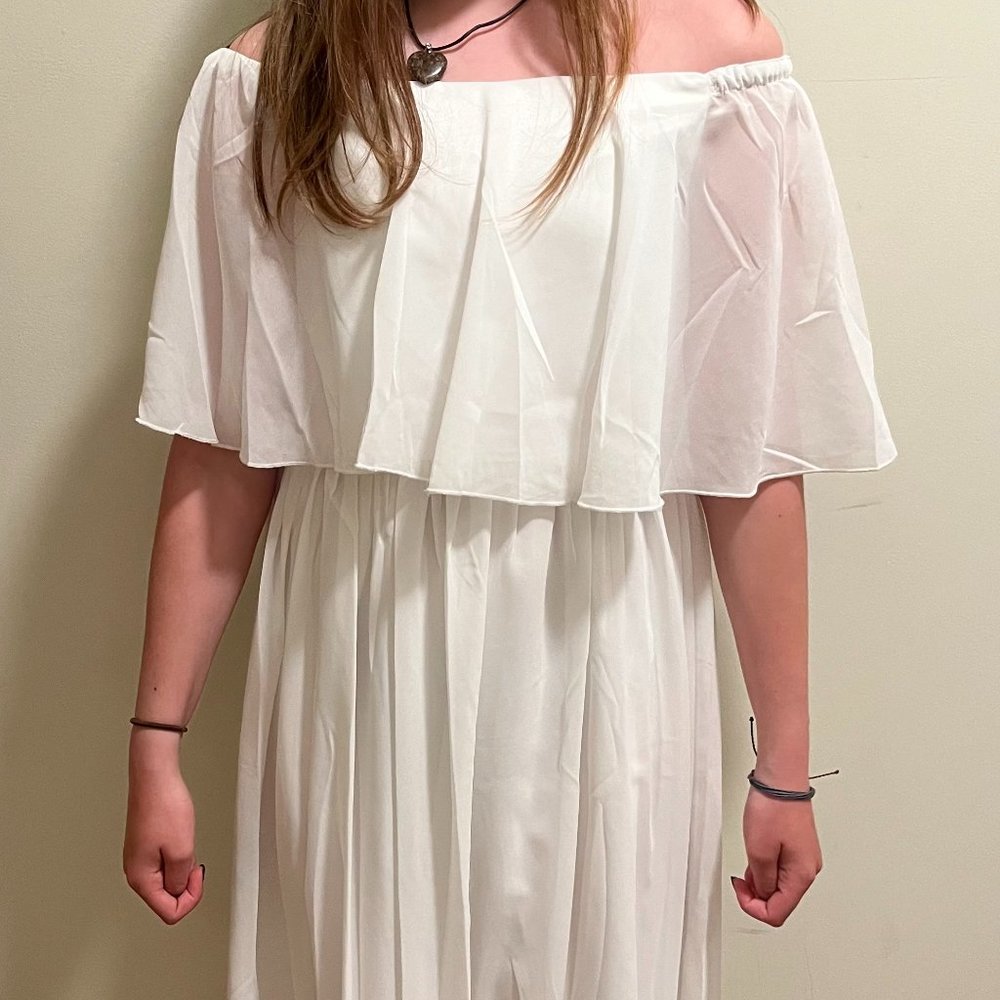 white chiffon maxi flower girl dress